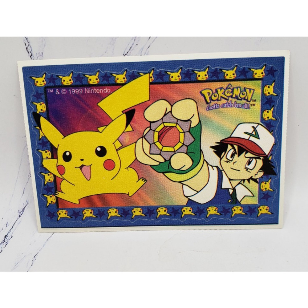 1999 Pokemon Sticker Pikachu and Ash A&A Global Vending Machine Pocket Monsters